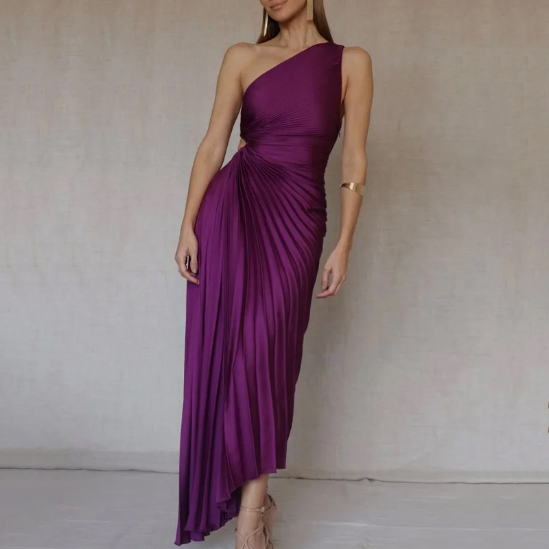 Heidi | Plissee-Kleid mit einer Schulter : Elegante Frauen 2024