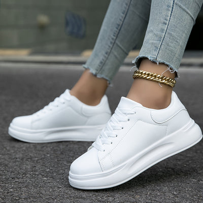 Saubere weiße Ledersneaker für Damen, weiß