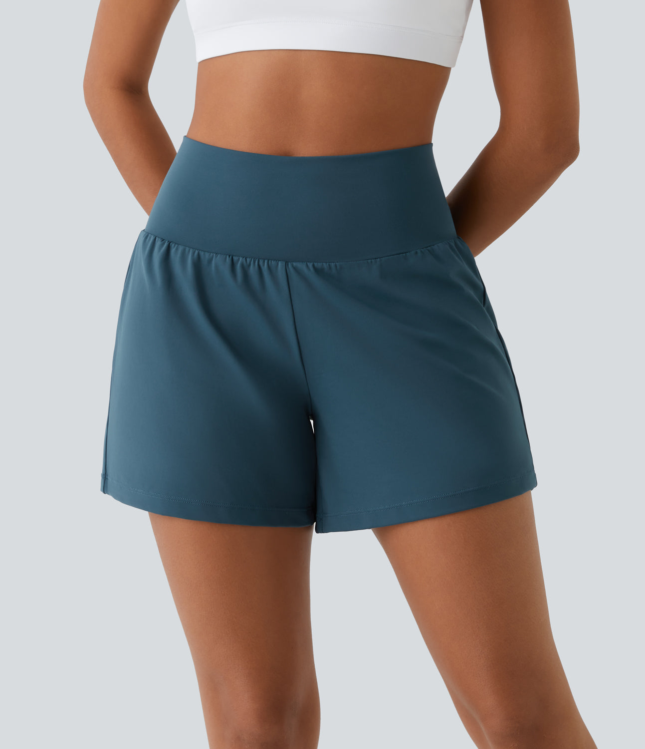 2-in-1 sportshorts mit Hoher Taille, Hintertasche und Seitentasche