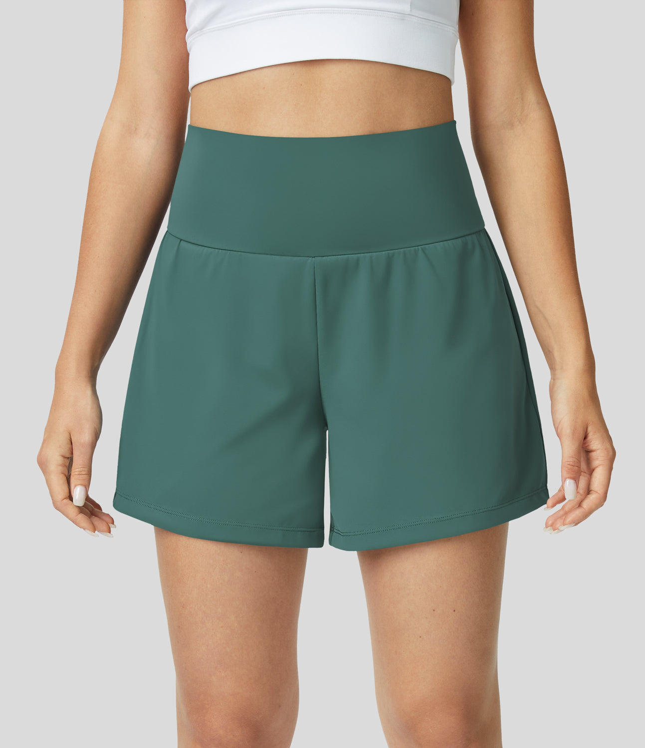 2-in-1 sportshorts mit Hoher Taille, Hintertasche und Seitentasche