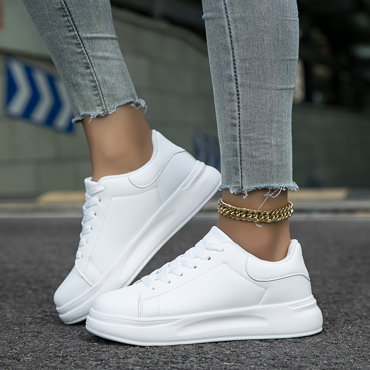 Saubere weiße Ledersneaker für Damen, weiß