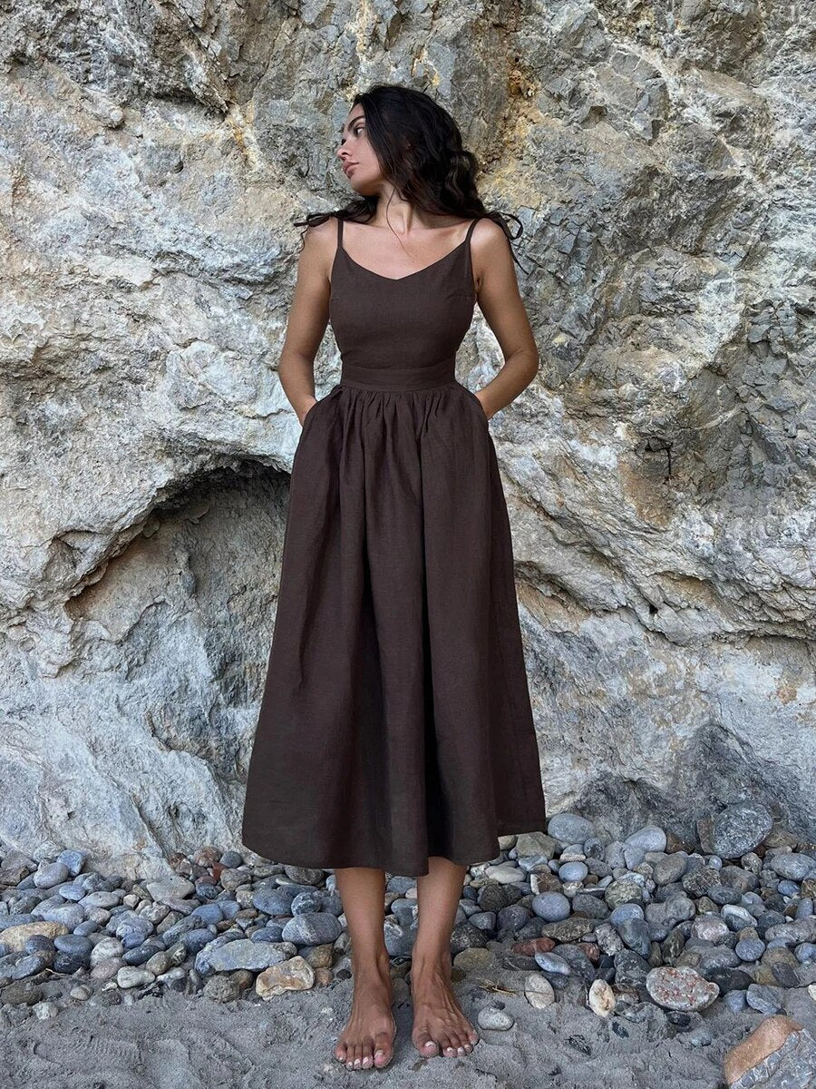 Madeline - Vintage Strandkleid aus Leinen