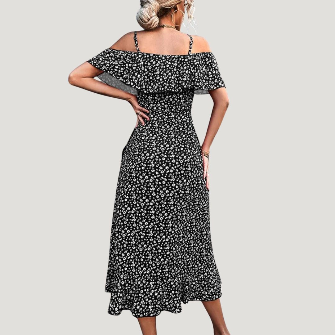 Cloez | Midi-Kleid mit floralen Druck und Rüschen