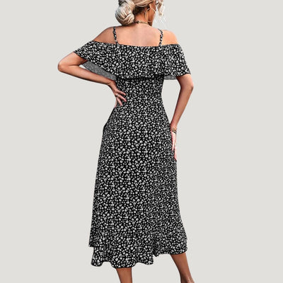 Cloez | Midi-Kleid mit floralen Druck und Rüschen