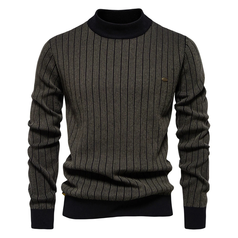 Aldrick -  Rollkragenpullover Herren – Stilvoller Rollkragenpullover mit Streifenmuster