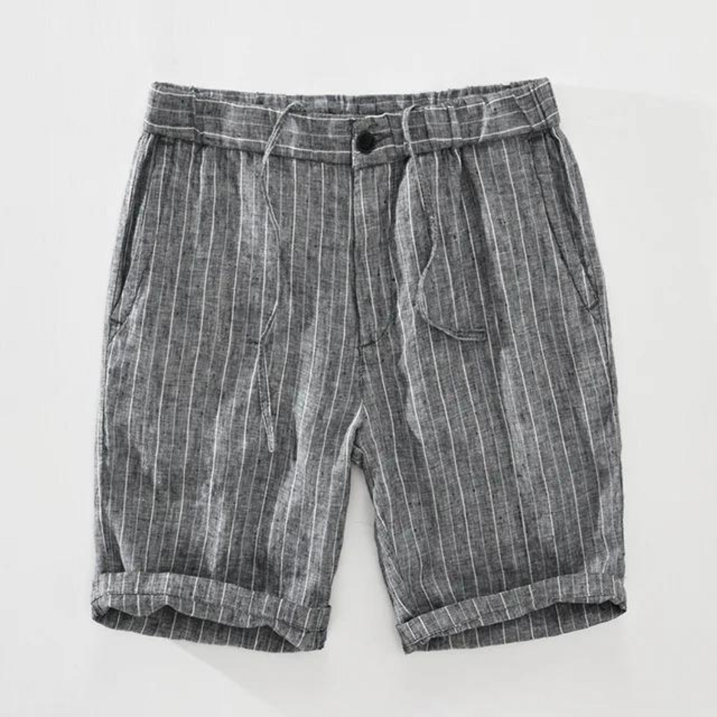 AbdielShorts - grau gestreifte elastische leinen shorts herren