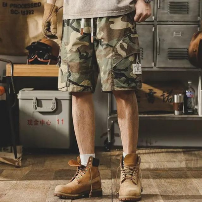 Alberto - Militär Stil Druck elastische Taille Cargo Shorts herren