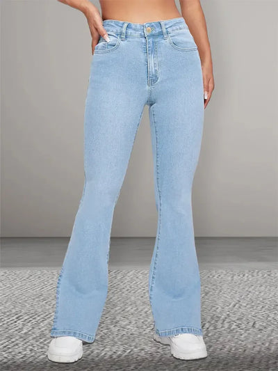 ADELE - Schlaghosen Damen Hohe Taille Stretch Flared Jeans