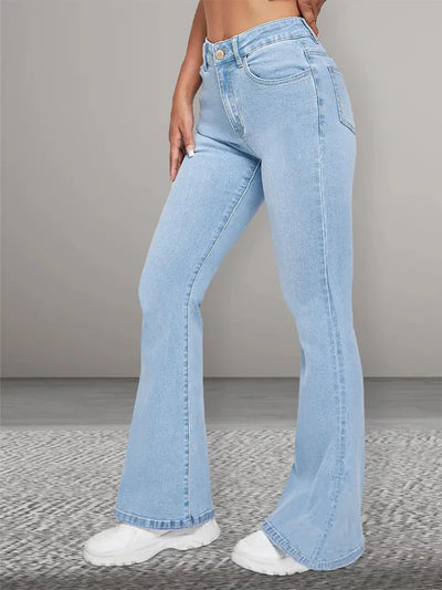 ADELE - Schlaghosen Damen Hohe Taille Stretch Flared Jeans