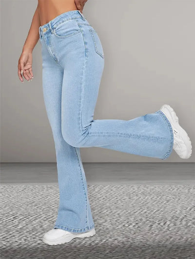 ADELE - Schlaghosen Damen Hohe Taille Stretch Flared Jeans