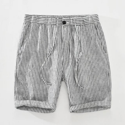 AbdielShorts - grau gestreifte elastische leinen shorts herren