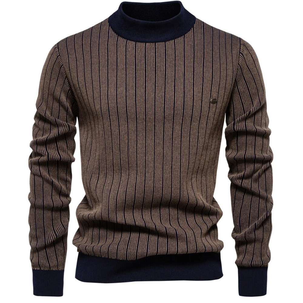 Aldrick -  Rollkragenpullover Herren – Stilvoller Rollkragenpullover mit Streifenmuster