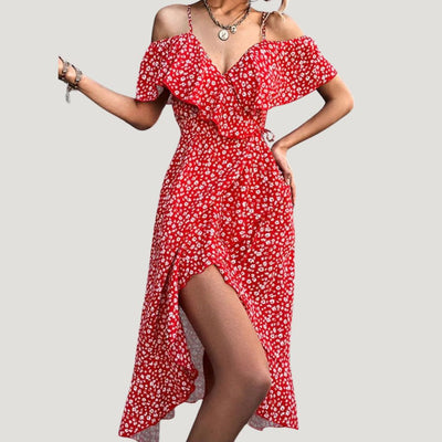 Cloez | Midi-Kleid mit floralen Druck und Rüschen