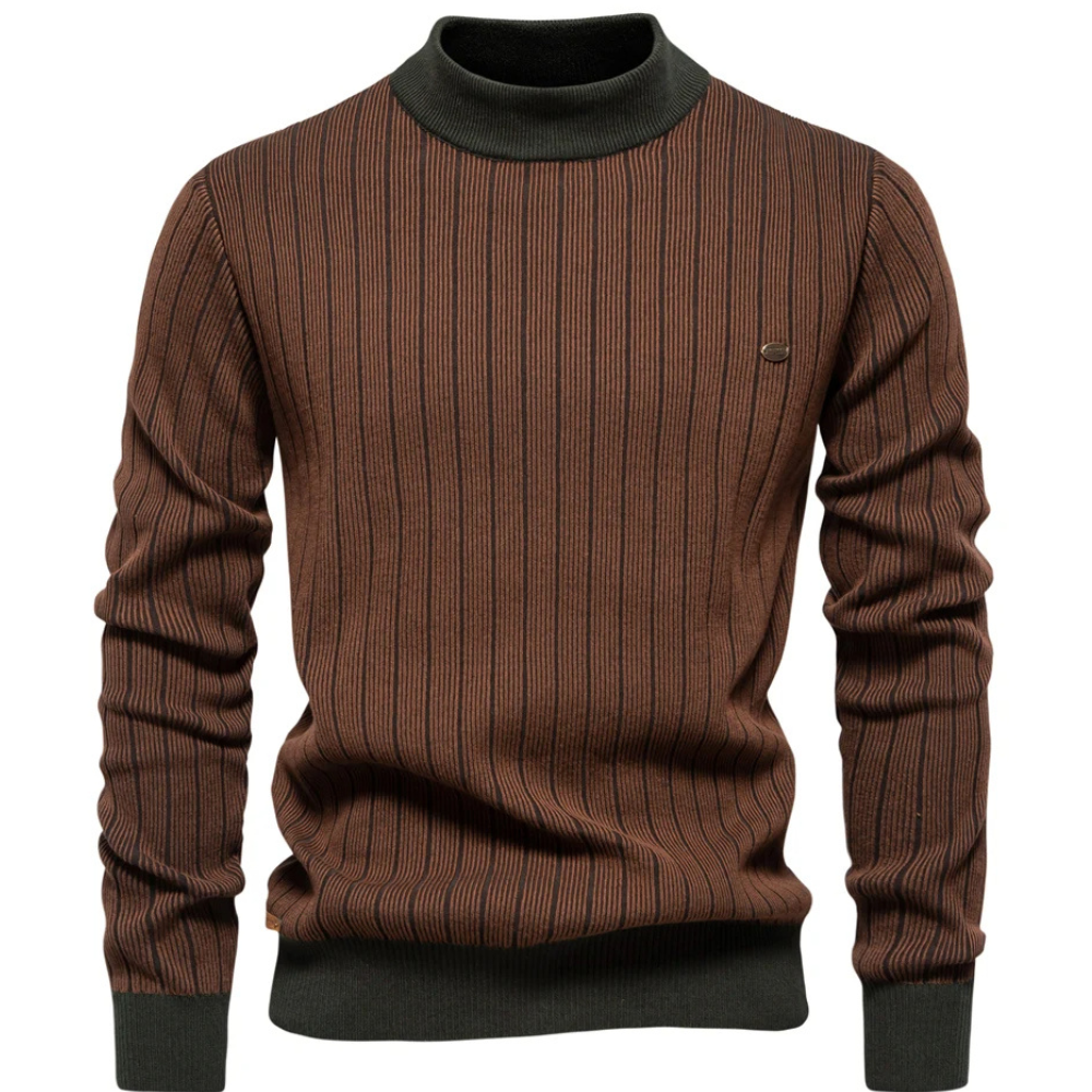 Aldrick -  Rollkragenpullover Herren – Stilvoller Rollkragenpullover mit Streifenmuster