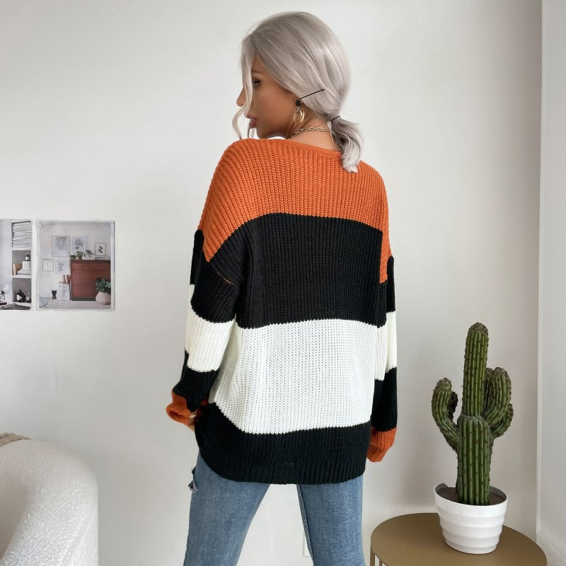 Natasha - strickpullover mit bunten streifen