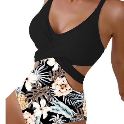 Athena | Bedruckter Bikini mit hohlem Spitzen-Design