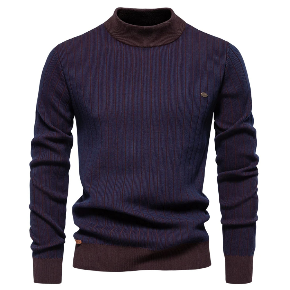 Aldrick -  Rollkragenpullover Herren – Stilvoller Rollkragenpullover mit Streifenmuster