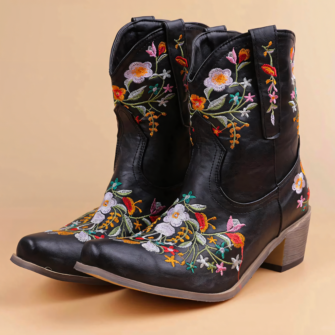 Nina | Wetterfeste leder vintage cowgirl stiefel