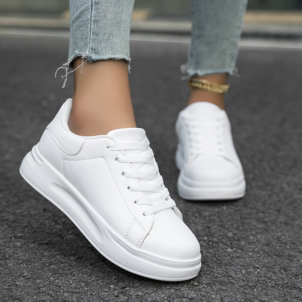 Saubere weiße Ledersneaker für Damen, weiß