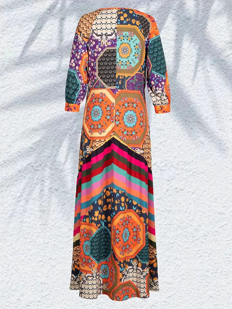 Anne - Nomadischer Träumer Boho V-Ausschnitt Maxikleid