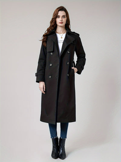 Coletta | Damen Lange Doppelknopf-Trenchcoat mit Gürtel – Klassisch Taillierte Passform