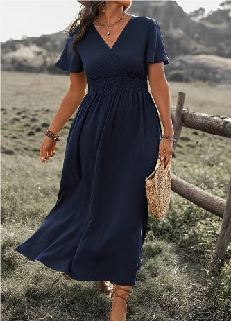 Bae | Elegantes V-Ausschnitt Sommerkleid mit Seitenschlitz