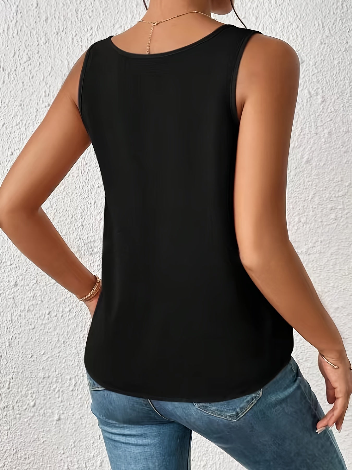 Amelia | Schwarzes Ärmelloses V-Ausschnitt Tanktop für Damen