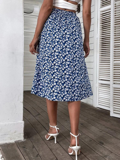 Jasmin | Floral Print Ruffle Trim Midi Röcke