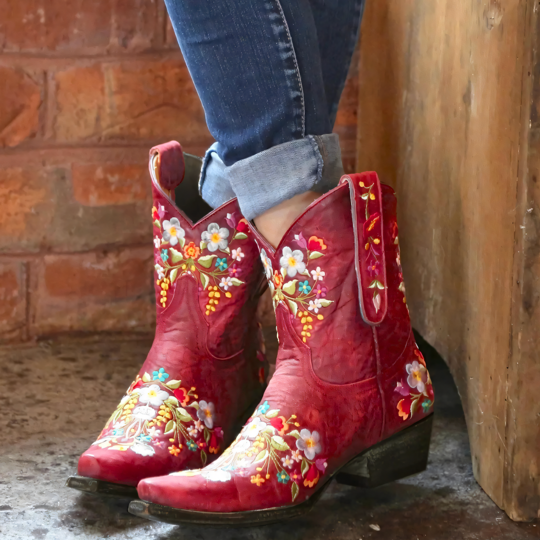 Nina | Wetterfeste leder vintage cowgirl stiefel