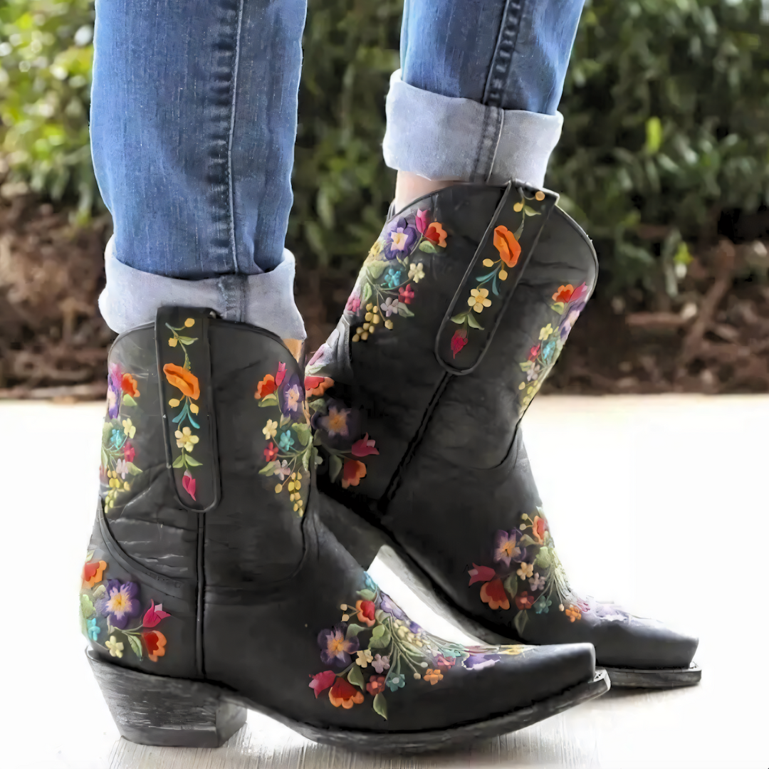 Nina | Wetterfeste leder vintage cowgirl stiefel