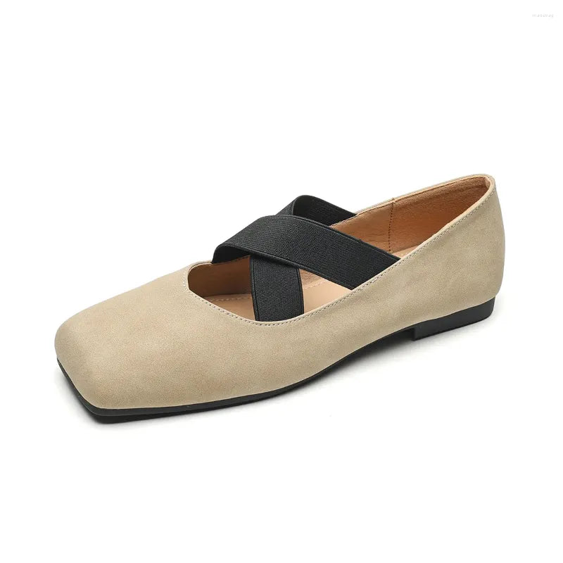 Balleri | Slip-on Ballerinas mit Quadratischem Criss-Cross-Schnürsystem und Gummisohle