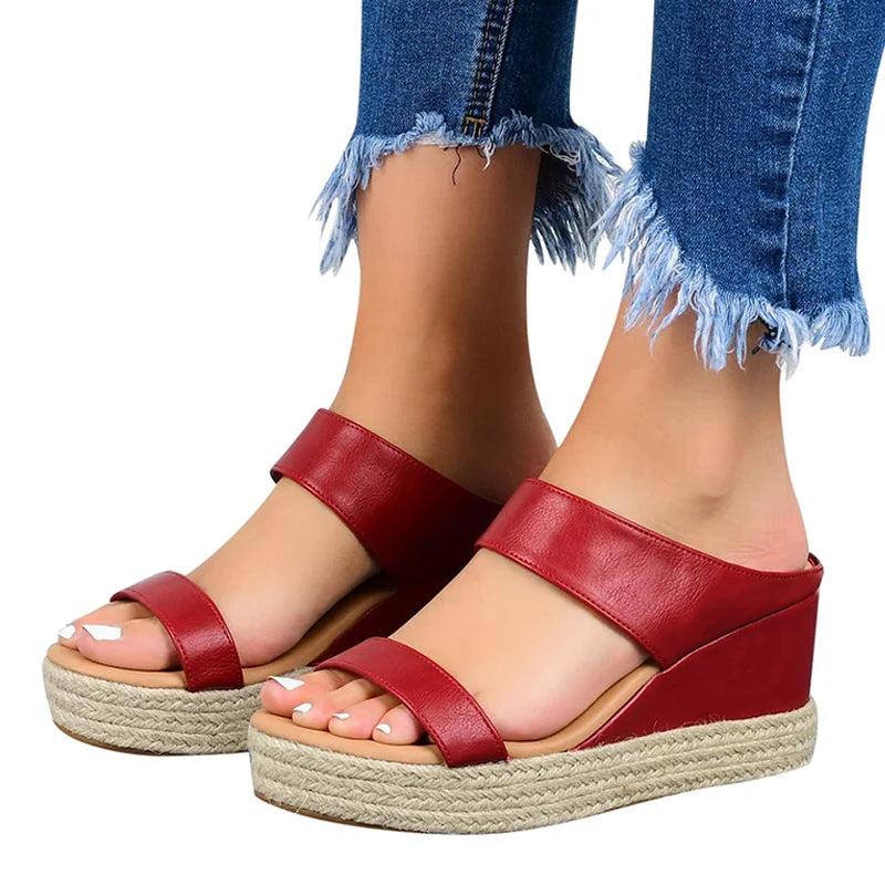 Devina | Sommer Plateau Sandalen mit Keilabsatz und offenem Zeh