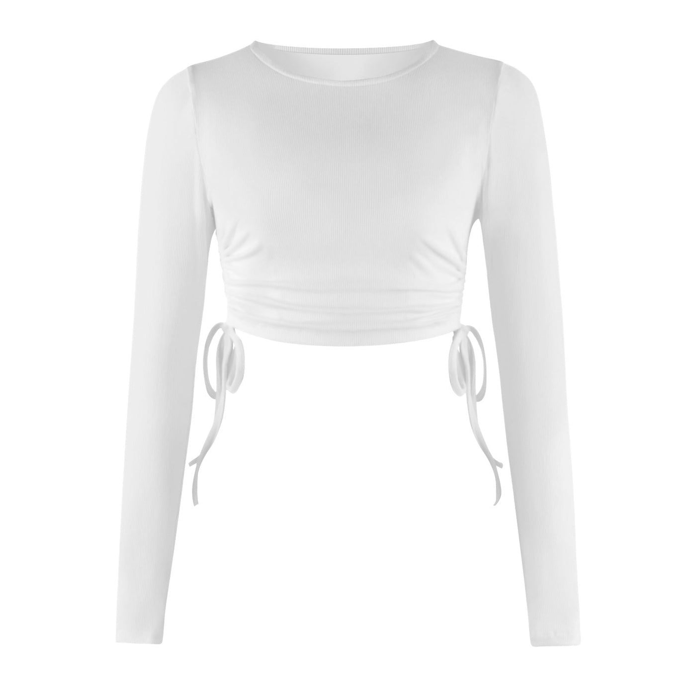 Avalynn | Kordelzug Rundhalsausschnitt Langärmeliges Cropped-T-Shirt Thread Top