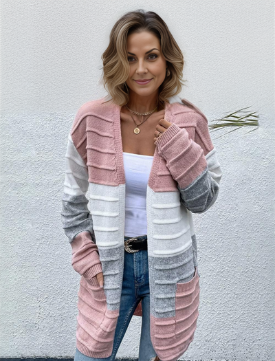 Nelly | Warm Open rosa Strickjacke