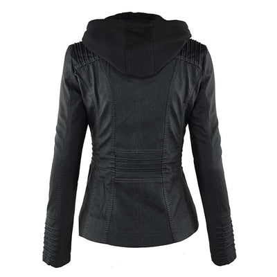 WOLFF - Damen Lederjacke mit Kapuze