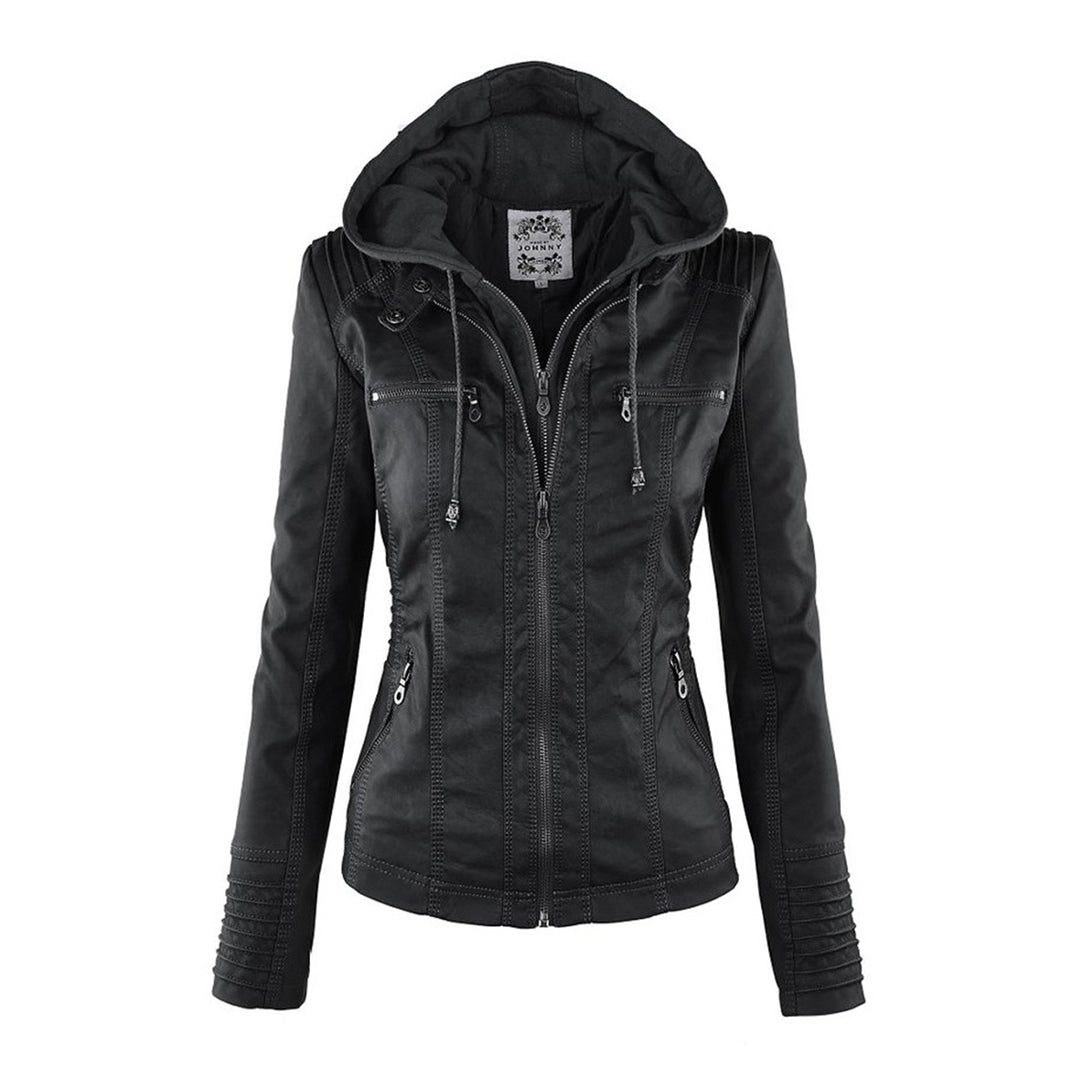 WOLFF - Damen Lederjacke mit Kapuze