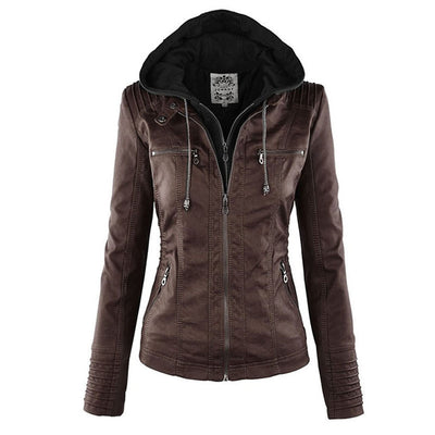 WOLFF - Damen Lederjacke mit Kapuze