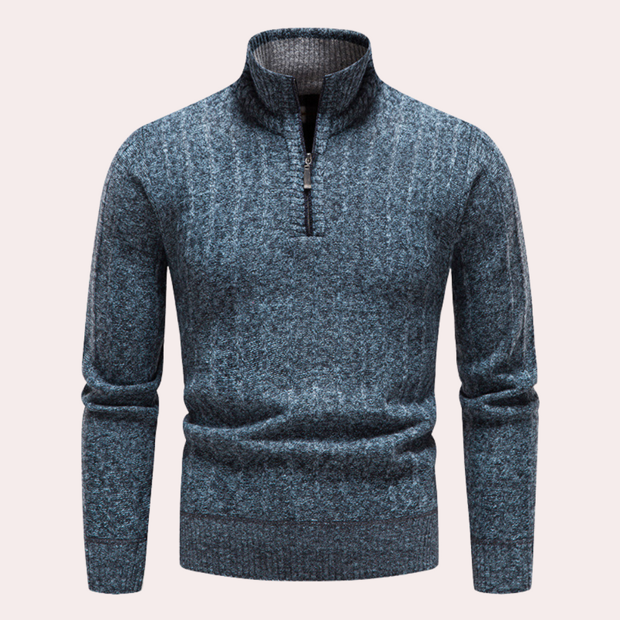 Warmer herrenpullover mit rollkragen und reißverschluss