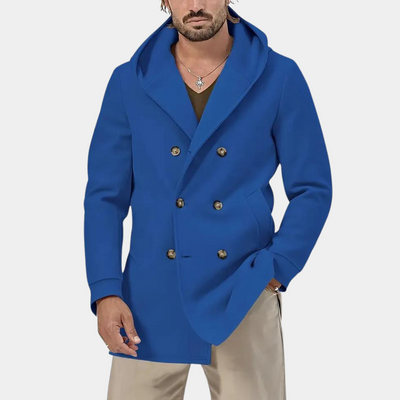 Stylischer trenchcoat für herren mit praktischer kapuze für einen lässigen look