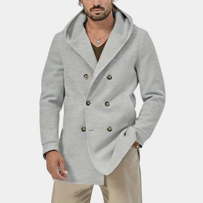 Stylischer trenchcoat für herren mit praktischer kapuze für einen lässigen look