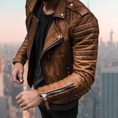 Stylische leder-bikerjacke für herren – Cruz