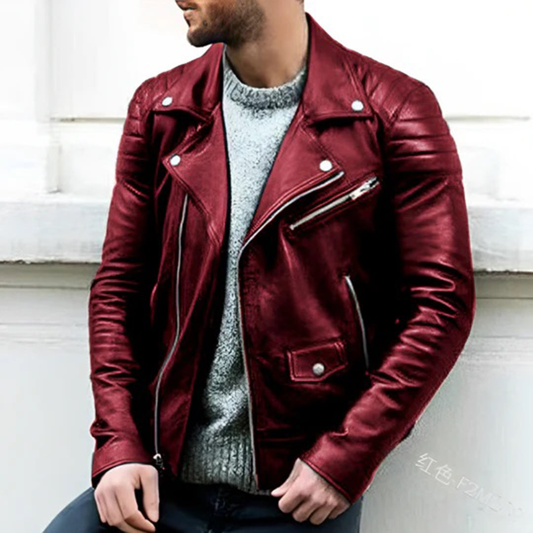 Stylische leder-bikerjacke für herren – Cruz