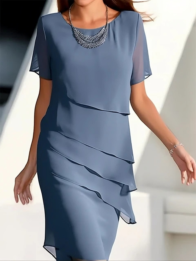 Allison - Elegantes Kurzarm-Midi-Kleid