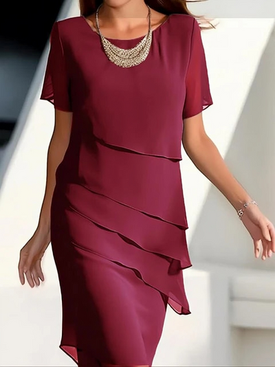 Allison - Elegantes Kurzarm-Midi-Kleid