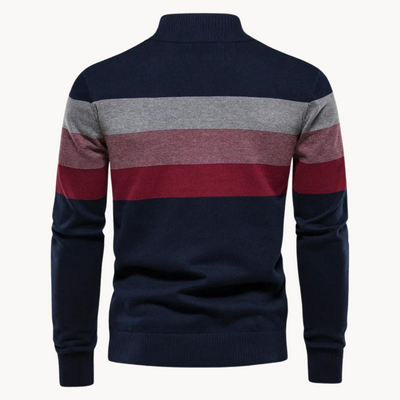 Nilo - raffinierter, gestreifter slim-fit-herrenpullover mit reißverschluss