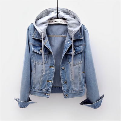 Daisy - langärmlige jeansjacke mit abnehmbarer kapuze