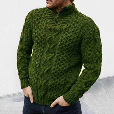 Gestrickt – premium-herrenpullover mit halbem reißverschlusskragen