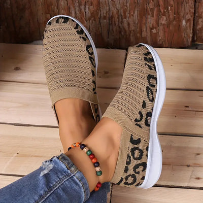 Cleopatra |  Strick-Sneakers mit Leopardenmuster für Damen