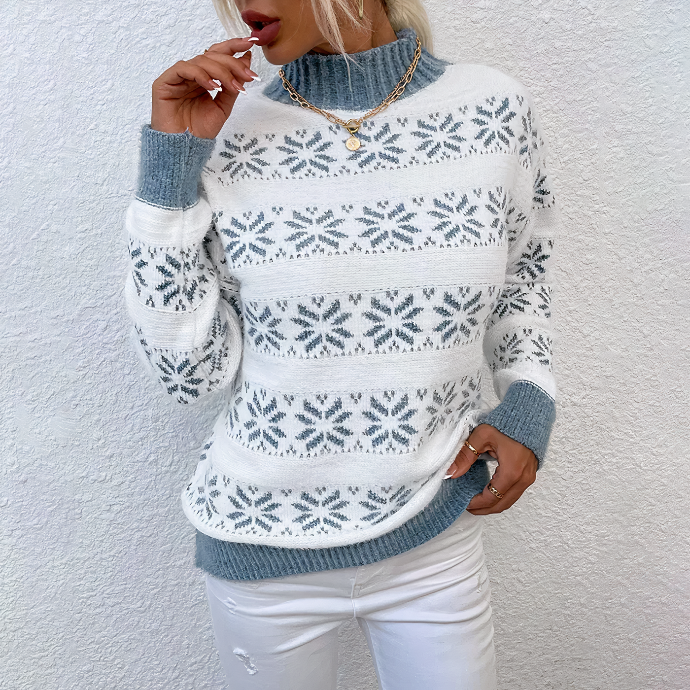 Lacey | Warmer Schneeflocken-Strickpullover