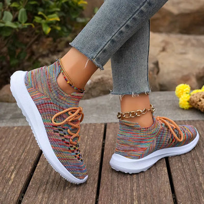 Bunti |  Bunte Strickmode Schnürsenkel Mesh-Sneakers für Frauen